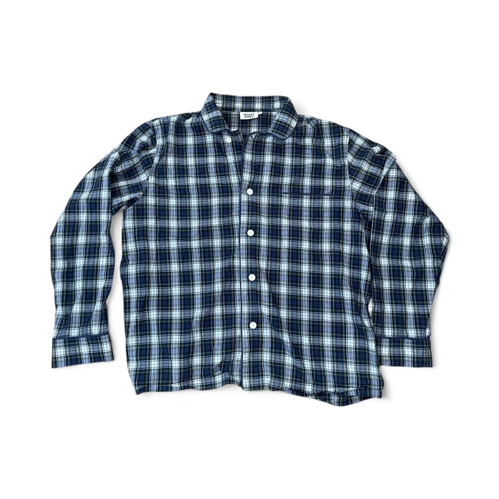 Sleepy Jones Plaid Long Sleeve Pajama 100% Cotton Shirt Size L